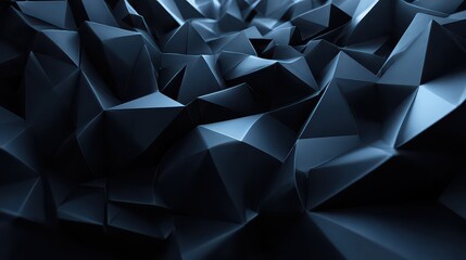 Abstract Geometric Polygonal Surface Illuminated With Blue Light And Shadows