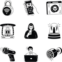 Collection of Hand Drawn Cybersecurity Illustrations 