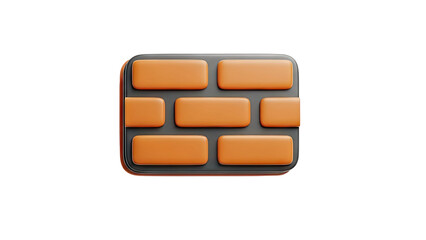 3D Digital Firewall Icon on transparent background