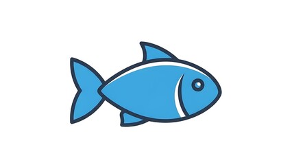 A simple and clean vector illustration of a bright blue fish swimming in the water, perfect for aquatic themes and marine life designs