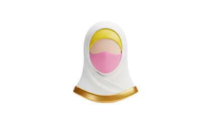 3D Icon of a Woman Wearing a Hijab and Face Mask on transparent background