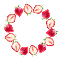 いちご　果物　フレーム　水彩 イラスト