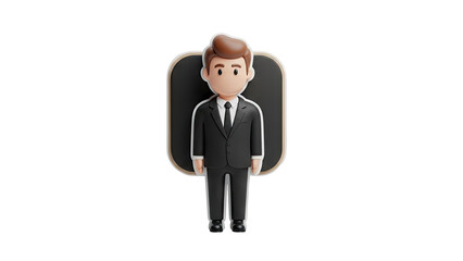 3D Cartoon businessman in a suit on transparent background