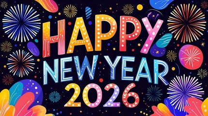 Artistic Happy New Year 2026 illustration