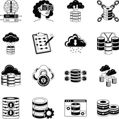Collection of Database Doodle Style Illustrations

