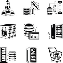 Collection of Database Doodle Style Illustrations

