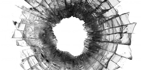 Cracked glass texture with broken shattered pattern isolated on transparent background, abstract damage and impact effect for overlays, dramatic design, destruction concepts and visual compositions