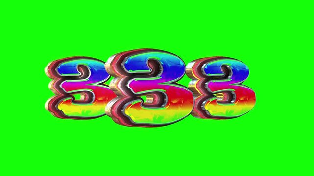 Triple Number three 3D text loop animation