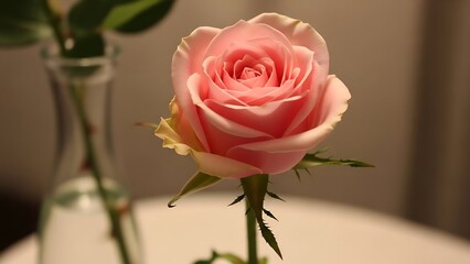 Elegant Pink Rose Blossom Close-up in Bloom