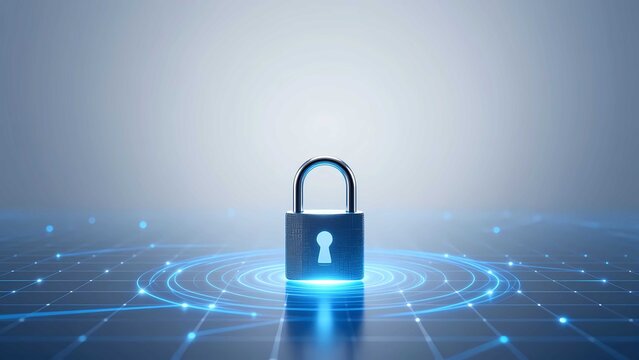 Cyber security digital lock protecting sensitive network data efficiently - Powered by Adobe