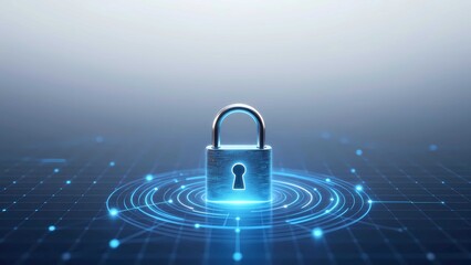 Cyber technology padlock provides digital security and protection for network safety
