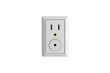 White electrical outlet with timer dial isolated on transparent background