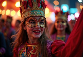 Obraz premium Dazzling Purim Carnival Costume Extravaganza Masks Faces Handcrafted Colorful Attire