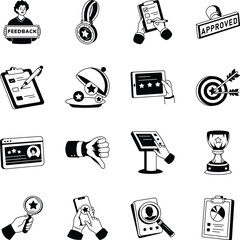 Set of Feedback and Rating Doodle Style Illustrations 
