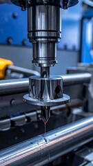 Fototapeta premium Close-up of industrial machinery fabricating a metallic component (1)