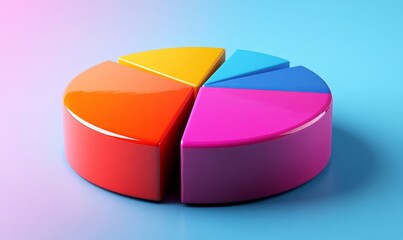 Fototapeta premium Colorful pie chart used in data analysis, statistics, or business reports. The 3D design emphasizes the importance of data visualization in presenting complex information clearly, Generative AI