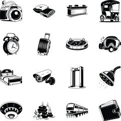 Pack of Hotel and Appliance Doodle Style Illustrations 
