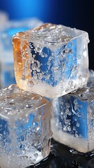 Melting Ice Cubes Stacked on Black