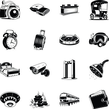 Pack of Hotel and Appliance Doodle Style Illustrations 

