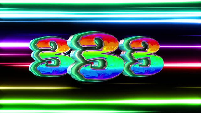 Triple Number three 3D text loop animation