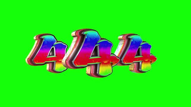 Triple Number four 3D text loop animation