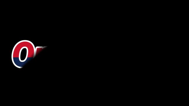 Animated graphic displaying the letter o with bold white outline and internal red and blue colors emerging from the left side against a dark background illustrating motion.