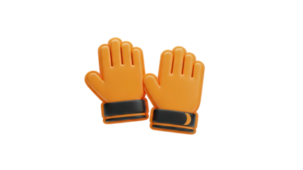 3D Orange Goalkeeper Gloves 3D Icon on transparent background