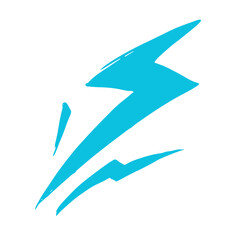 A stylized blue lightning bolt graphic with dynamic lines, symbolizing speed and energy.