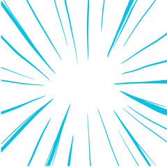 Obraz premium Dynamic blue radial lines bursting outwards on a white background, creating a speed or explosion effect, perfect for graphic design.