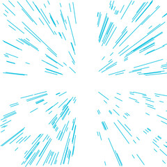 Abstract light blue lines radiating outwards from a central point on a white background, creating a dynamic burst effect.