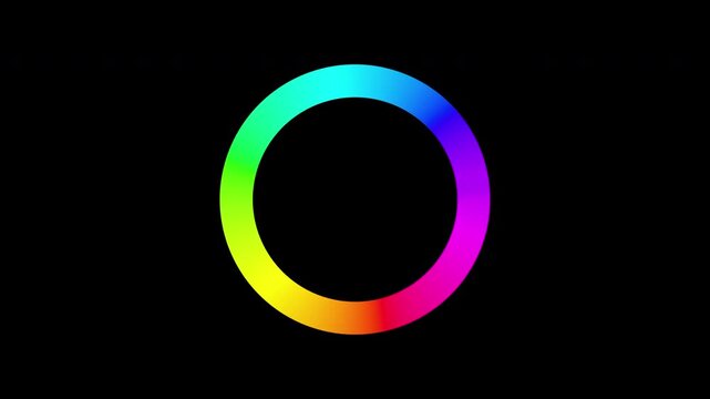 Spinning Prismatic Colour spectrum progress Wheel Revolving on Black Screen