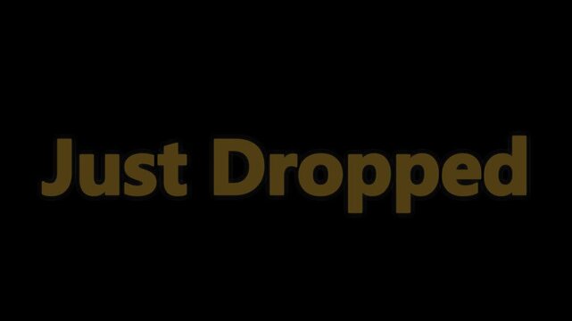 Bold, glowing golden text message announcing something new or recent for an exciting product release announcement or video opener