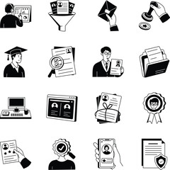 Pack of Employment Glyph Style Illustrations 
