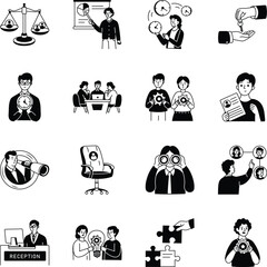 Pack of Employment Glyph Style Illustrations 
