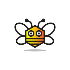 Hexagonal bee logo illustration. Honeycomb hexagon bee logo icon.