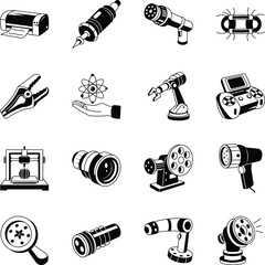 3.Set of Nanotechnology and Futuristic Doodle Style Illustrations 
