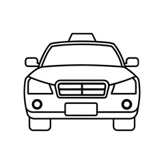 Naklejka premium Police Patrol Car Front View Line Art Vector Minimal And Simple White Background Only