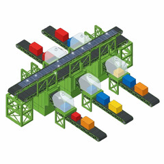 Obraz premium Automated Conveyor Belt System for Industrial Sorting and Packaging.