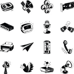 Collection of Network and Communication Doodle Style Illustrations 