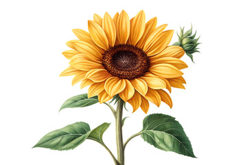 Fototapeta premium Bright Yellow Sunflower Flower Isolated on Transparent Background