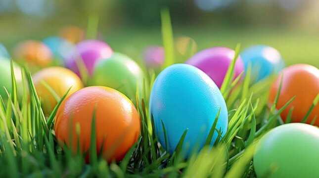 easter eggs in grass