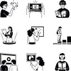 Collection of Online Education Doodle style Illustrations 
