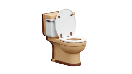 3D Retro Toilet with Open Lid on transparent background