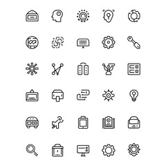 Fototapeta premium Technology innovation artificial intelligence line icon collection for web development and apps