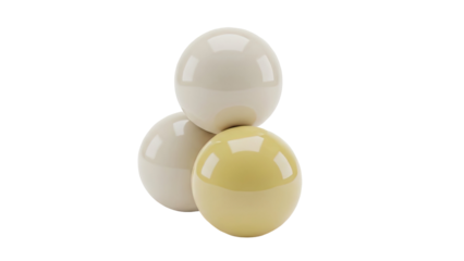 3D Three smooth spheres stacked together on transparent background