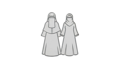 3D Two women wearing Islamic clothing icons on transparent background