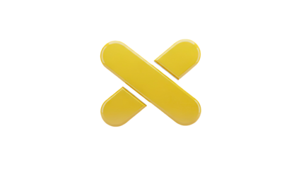 3D Yellow Abstract Shape transparent background