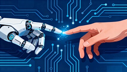 Lamas personalizadas con tu foto robot hand and human finger touching