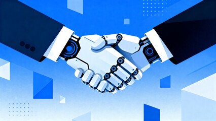 robot and human handshake