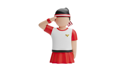 3D cartoon character saluting on transparent background